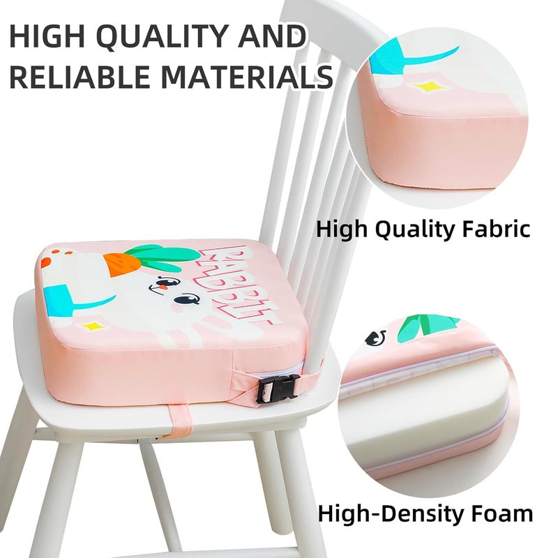 Eiury Toddler Booster Seat for Dining Table, Portable Kids Booster Seat with Safety Buckles Portable Increasing Booster Cushion with Non-Slip Bottom (Pink Rabbit) - Image 4